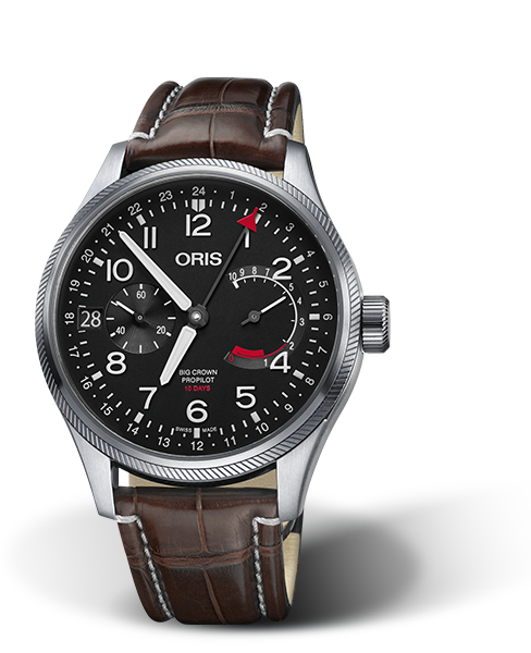 Big Crown ProPilot Calibre 114, 44mm, Grey, Leather Strap, Stainless steel screw-in security crown, Multi-piece stainless steel case