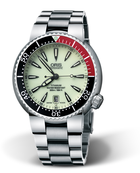 Divers Titan Date, 44.00 mm, White, Titanium Strap, Titanium screw-in security crown, Multi-piece titanium case, minutes scale top ring