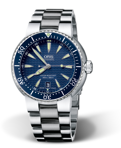 Divers Date, 44.00 mm, Blue, Stainless steel Strap, Stainless steel screw-in security crown, Multi-piece stainless steel case, minutes scale top ring