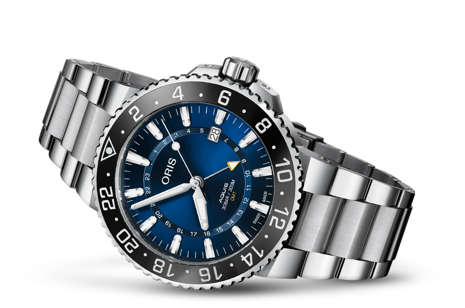 Aquis GMT Date, Blue, Stainless steel Strap