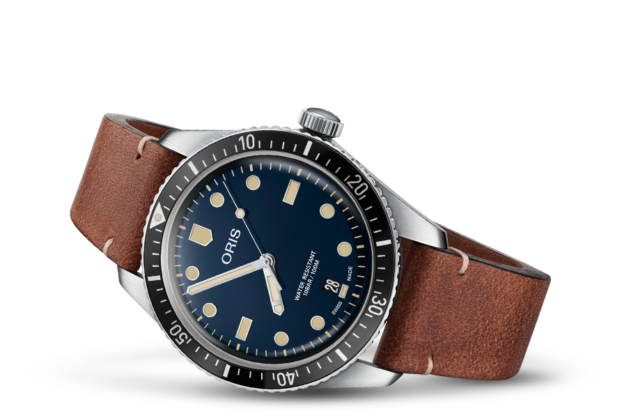 Divers Sixty-Five Date, Blue, Leather Strap