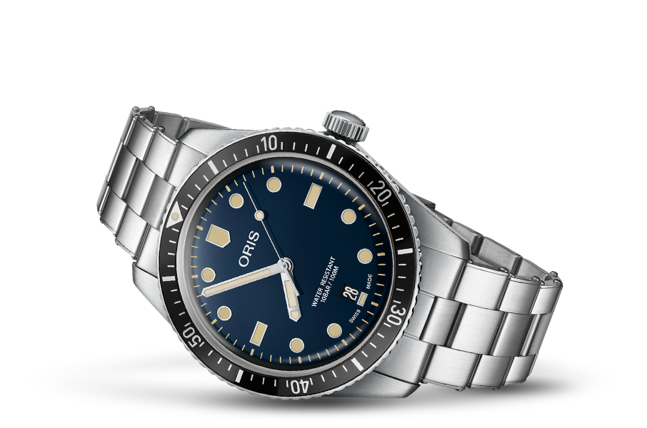 Divers Sixty-Five Date, Blue, Stainless steel Strap
