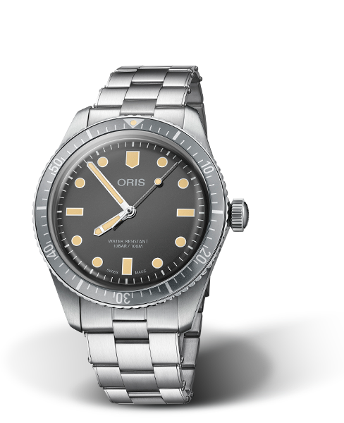 Hodinkee Limited Edition, 40.00 mm, Grey, Stainless steel Strap, Stainless steel screw-in security crown, Multi-piece stainless steel case, minutes scale top ring