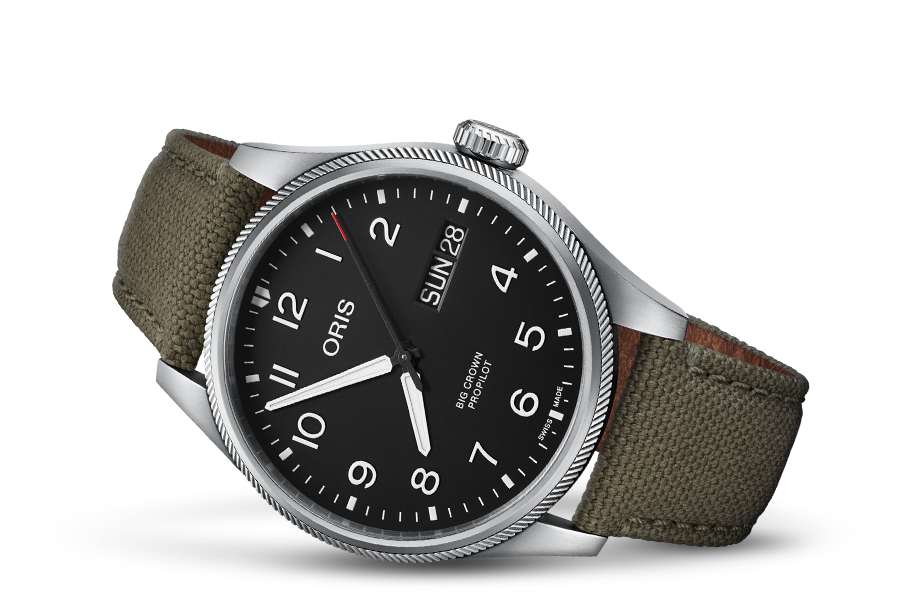 Big Crown ProPilot Big Day Date, Black, Textile Strap