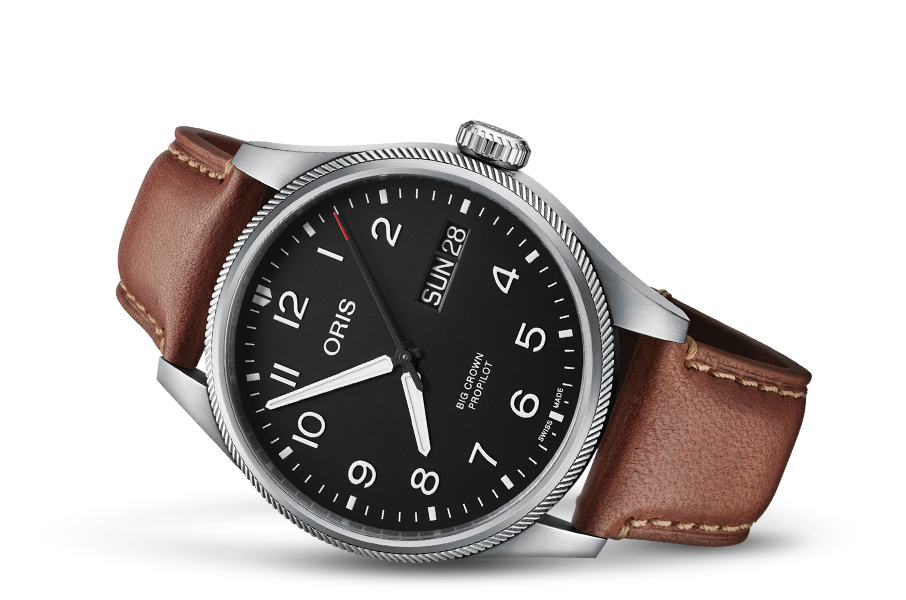 Big Crown ProPilot Big Day Date, Black, Leather Strap