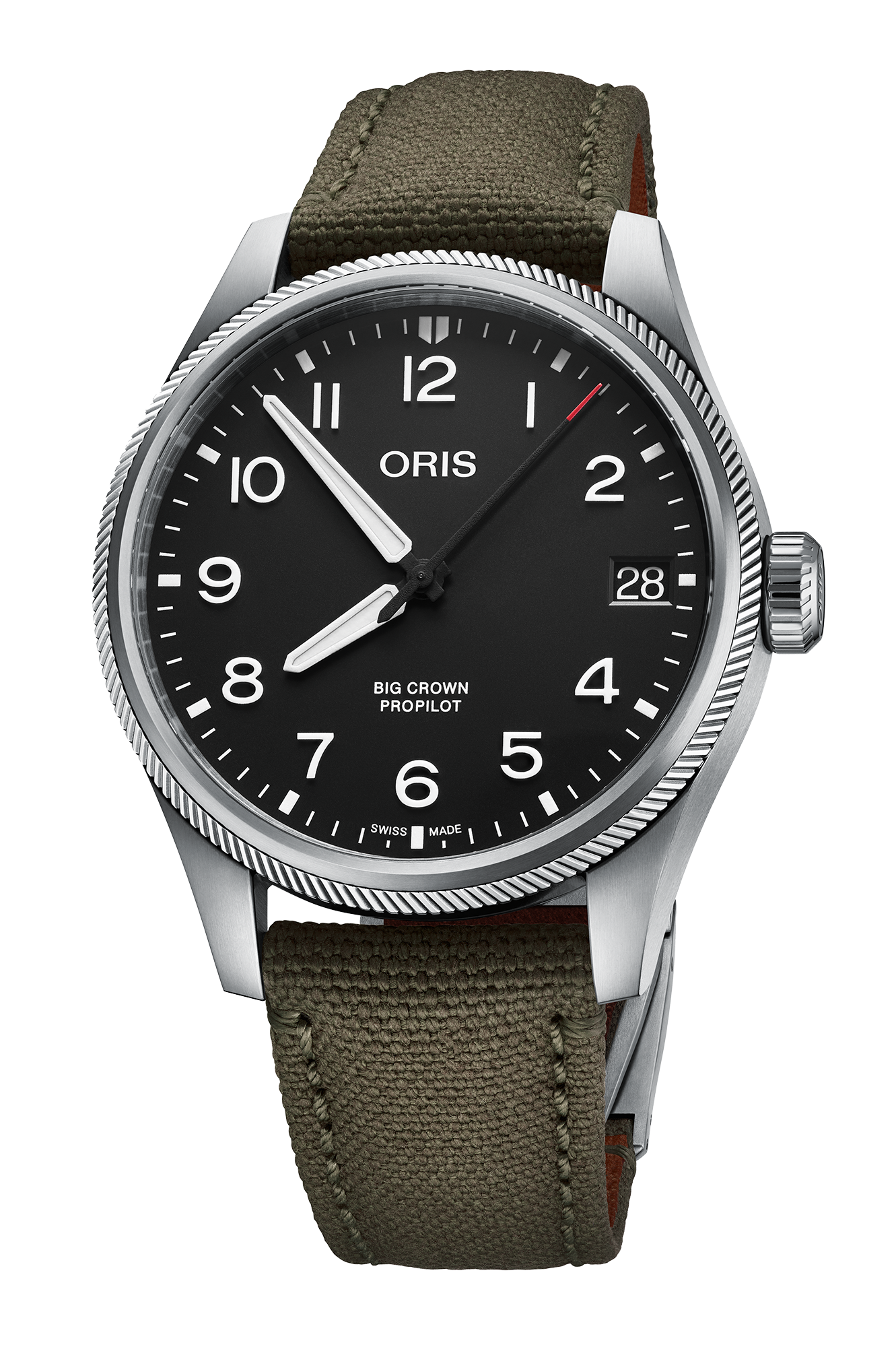 Big Crown ProPilot Big Date, 41.00 mm, Black, Textile Strap, Stainless steel screw-in security crown, Multi-piece stainless steel case