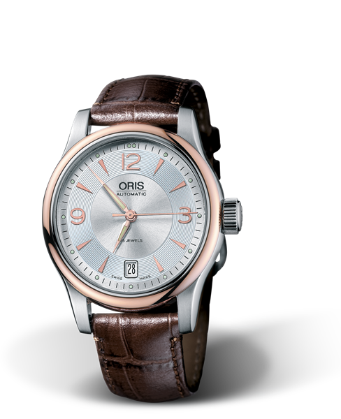 Classic Date 2006, 37mm, Grey, Leather Strap, Stainless steel crown, Multi-piece stainless steel case, rose gold plated top ring
