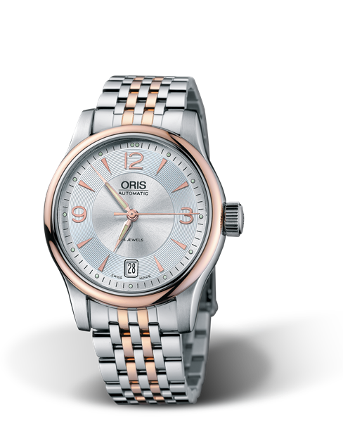 Classic Date 2006, 37mm, Grey, Stainless steel Strap, Stainless steel crown, Multi-piece stainless steel case, rose gold plated top ring