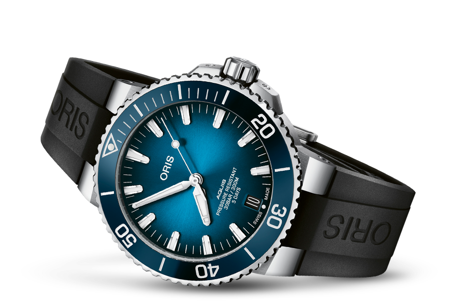 Aquis Date Calibre 400, Blue, Rubber Strap
