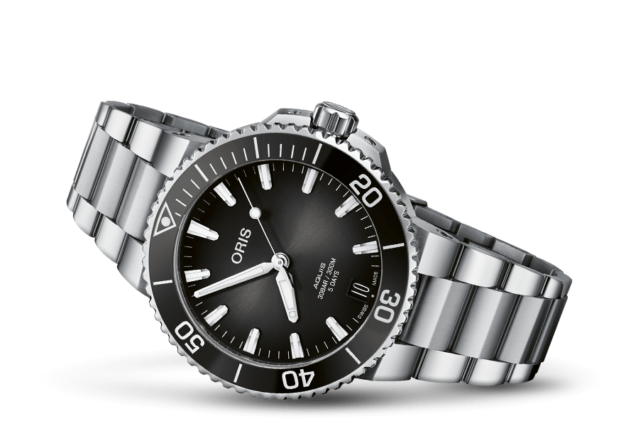 Aquis Date Calibre 400, Grey, Stainless steel Strap