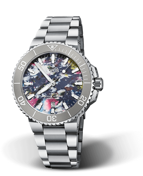 Aquis Date, 41.50 mm, Multicoloured, Stainless steel Strap, Stainless steel screw-in security crown, Multi-piece stainless steel case, ceramic minutes scale top ring
