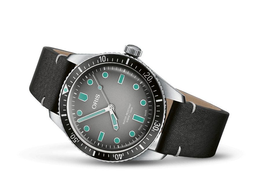 Divers Sixty-Five, Grey, Leather Strap