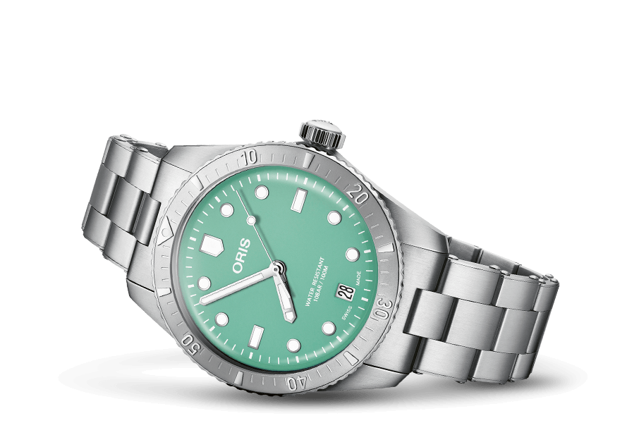 Divers Sixty-Five 'Cotton Candy', Green, Stainless steel Strap