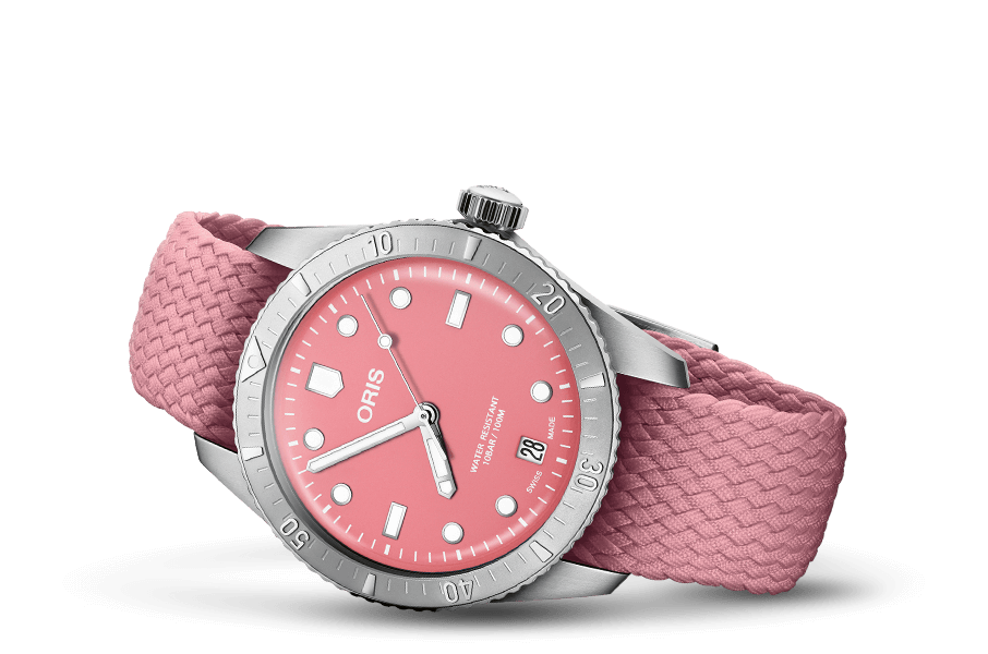 Divers Sixty-Five 'Cotton Candy', Red, Textile Strap