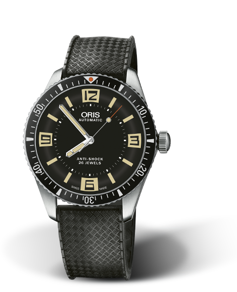 Divers Topper Edition, 40.00 mm, Black, Strap, Stainless steel crown, Multi-piece stainless steel case, black DLC plated, minute scale top ring