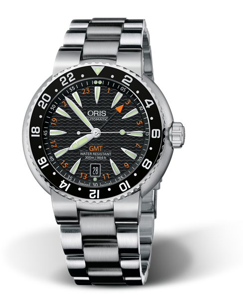 Divers GMT, Date, 44.00 mm, Black, Stainless steel Strap, Stainless steel screw-in security crown, Multi-piece stainless steel case, hours scale top ring