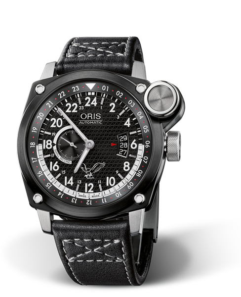Blue Eagles Limited Edition, 45mm, Black, Leather Strap, Stainless steel Oris Quick Lock security crown and vertical crown, Multi-piece stainless steel case, black DLC plated