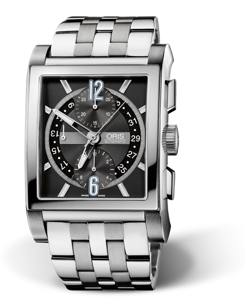Rectangular Titan Chronograph, 38.00 x 43mm, Black, Titanium Strap, Stainless steel crown and pushers, Multi-piece titanium case