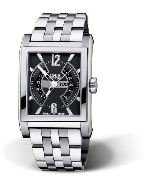 Rectangular Titan Day Date, 33.80 x 39mm, Black, Titanium Strap, Stainless steel crown, Multi-piece titanium case