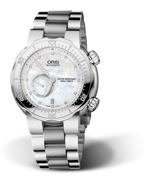 Divers Titan Small Second, Date, Diamonds, 44.00 mm, White, Titanium Strap, Stainless steel screw-in security crown and Helium valve, Multi-piece titanium case, minutes scale top ring