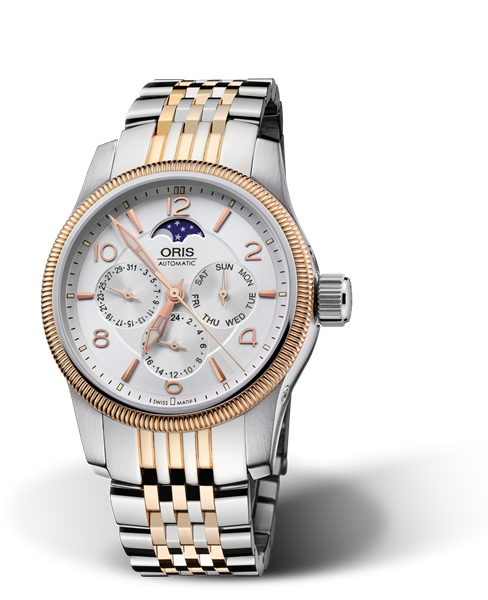 Big Crown Complication, 40mm, Grey, Stainless steel Strap, Stainless steel screw-in security crown, Multi-piece stainless steel case, rose gold PVD plated top ring