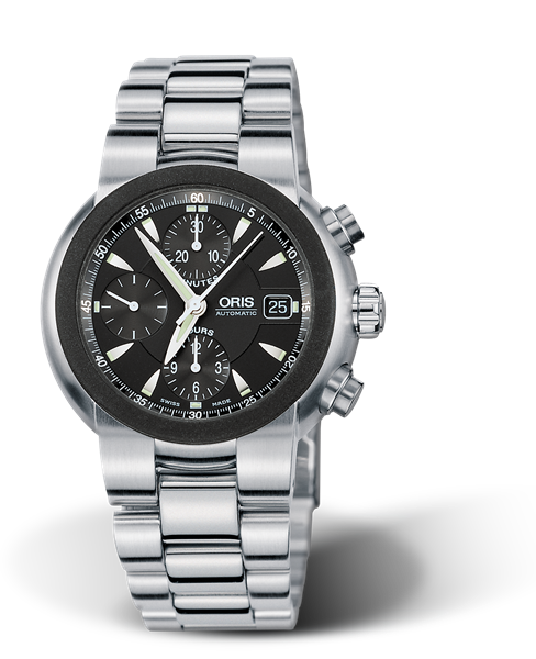 TT1 Chronograph 2000, 42.50mm, Black, Stainless steel Strap, Stainless steel screw-in security crown and pushers, Multi-piece stainless steel case, rubber top ring