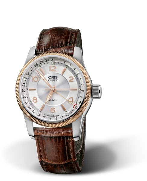 Big Crown Pointer Date, 40mm, Grey, Leather Strap, Stainless steel screw-in security crown, Multi-piece stainless steel case, rose gold PVD plated top ring