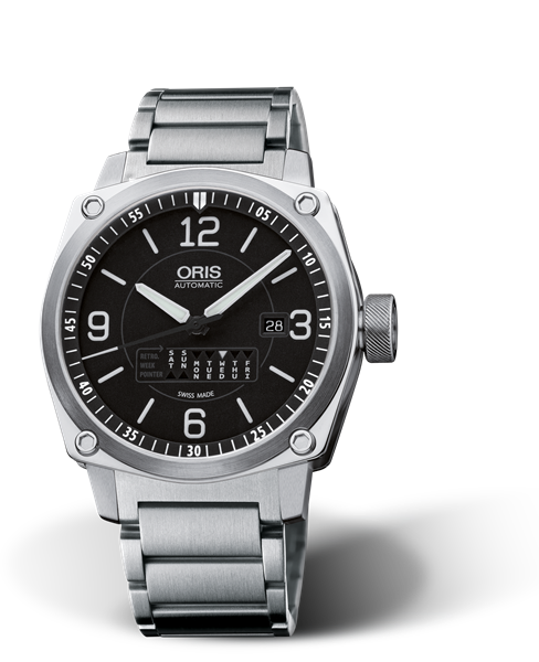 BC4 Retrograde Day, 42.70 mm, Black, Stainless steel Strap, Stainless steel Oris Quick Lock security crown, Multi-piece stainless steel case