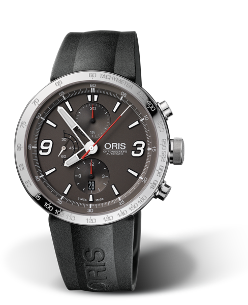TT1 Chronograph, 45mm, Grey, Rubber Strap, Stainless steel crown and pushers, Multi-piece stainless steel case, tachymeter scale top ring