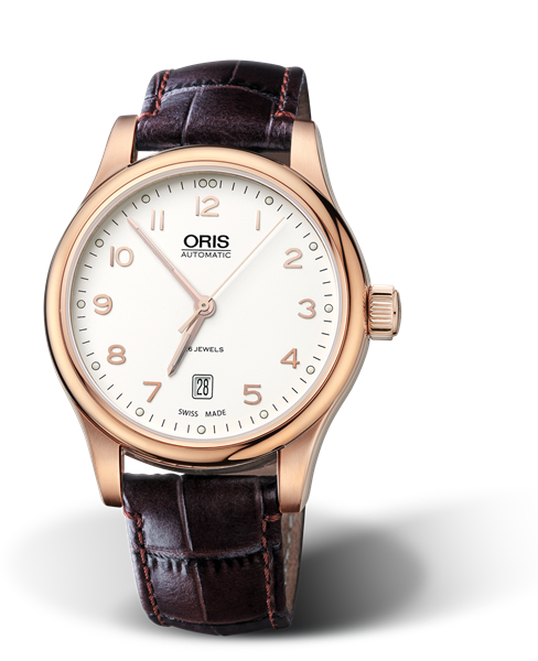 Classic Date, 42mm, Grey, Leather Strap, Stainless steel crown, rose gold PVD plated, Multi-piece stainless steel case, rose gold PVD plated