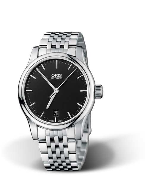 Classic Date, 37mm, Black, Stainless steel Strap, Stainless steel crown, Multi-piece stainless steel case
