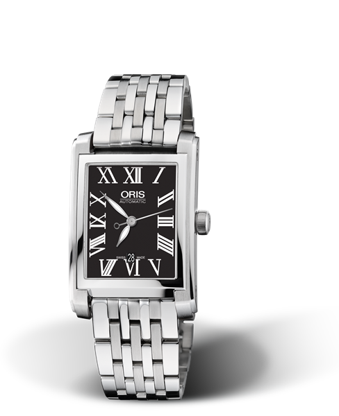 Rectangular Date, 24.50 x 38mm, Black, Stainless steel Strap, Stainless steel crown, Multi-piece stainless steel case