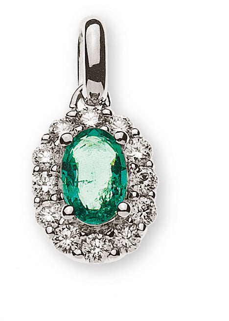 Anhänger Weissgold 750 mit Smaragd und 12 Brillanten H SI 0.23ct.