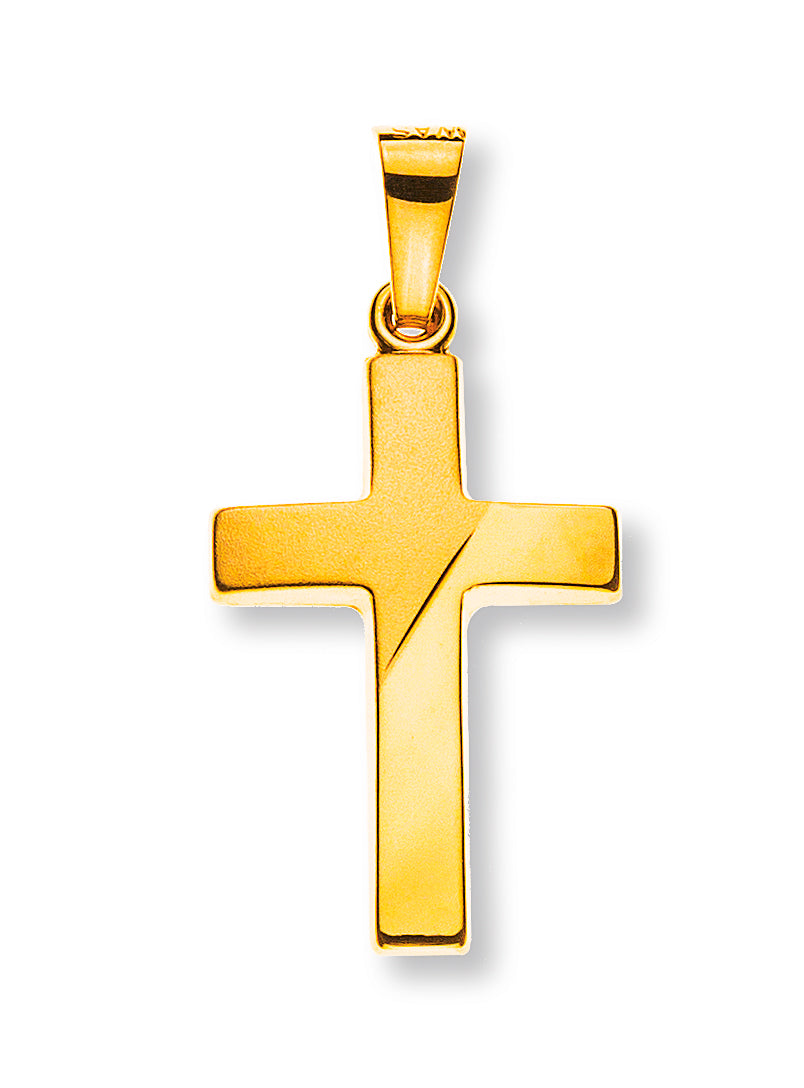 Kreuz Gelbgold 750 H: 18 mm gesandelt/poliert