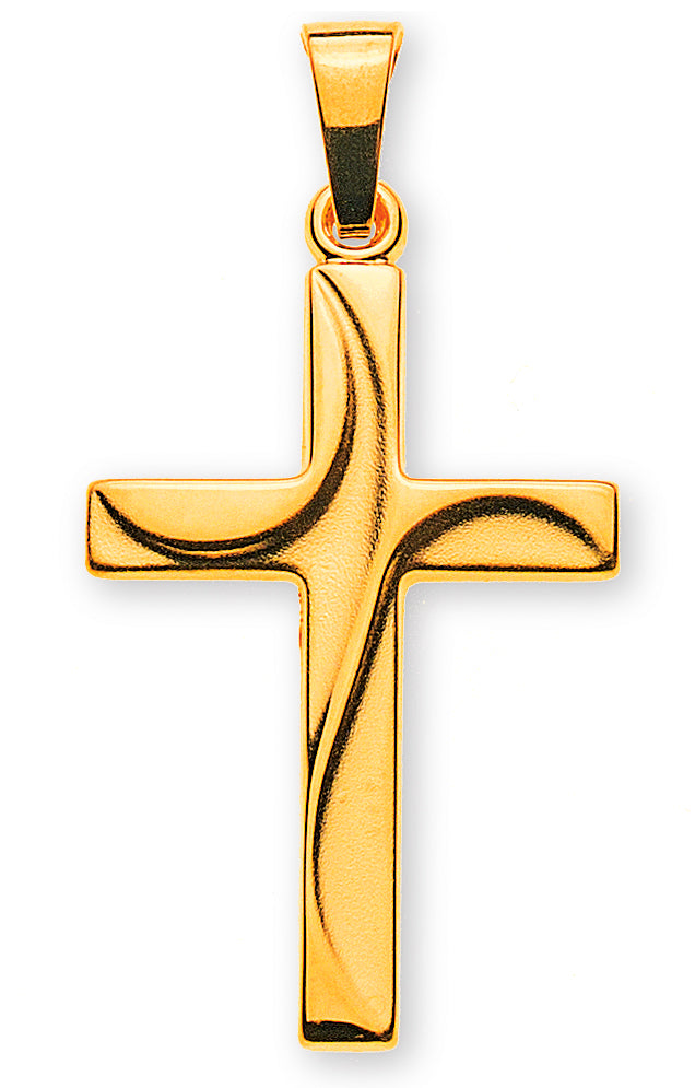 Kreuz Gelbgold 750 H: 21 mm poliert/gesandelt