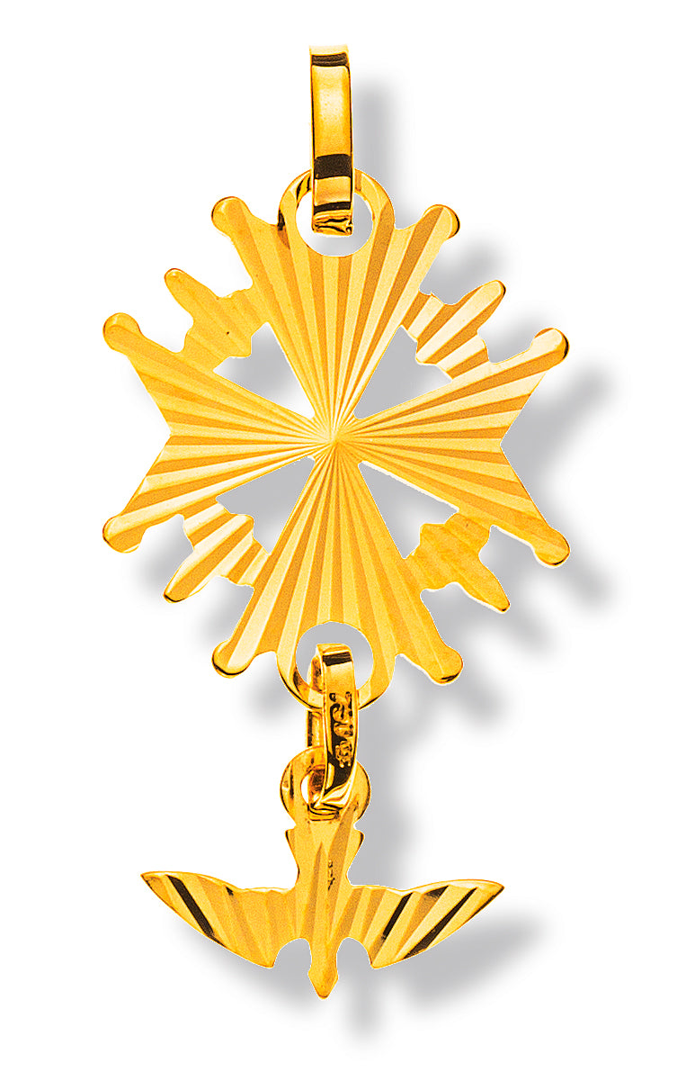 Hugenotten-Kreuz Gelbgold 750 diamantiert H: 27mm