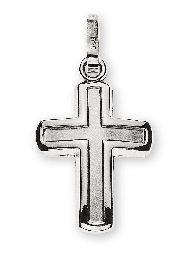 Kreuz Weissgold 750 mittig gesandelt H: 15mm
