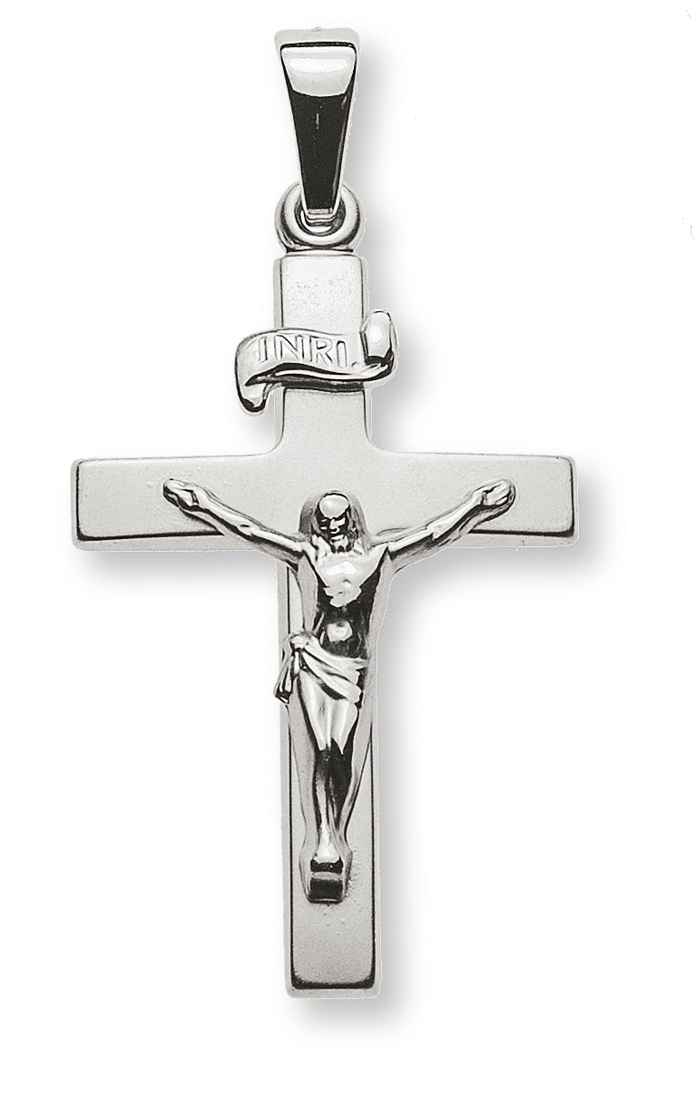 Kreuz Weissgold 750 mit Christus H: 24mm gesandelt/poliert
