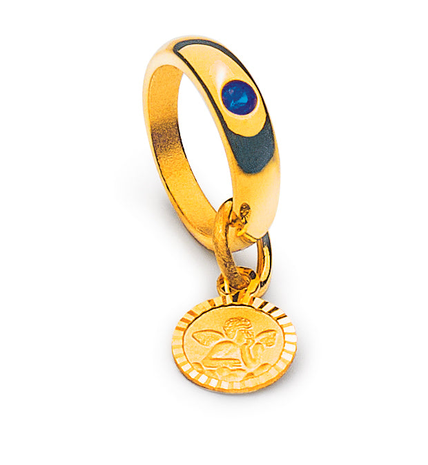 Taufring Gelbgold 750 mit Safir