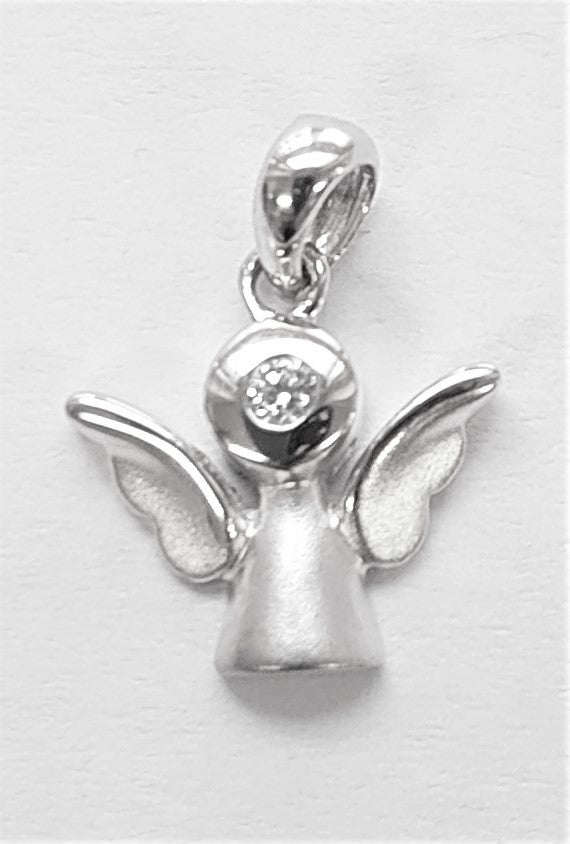 Engel Anhänger Weissgold750, teilgesandelt mit 1 Brillant H SI ct.