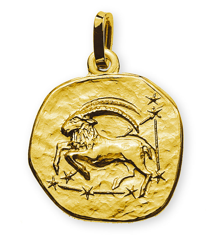 Anhänger Sternzeichen Steinbock Gelbgold 750 rundlich 16mm mit Sternbild