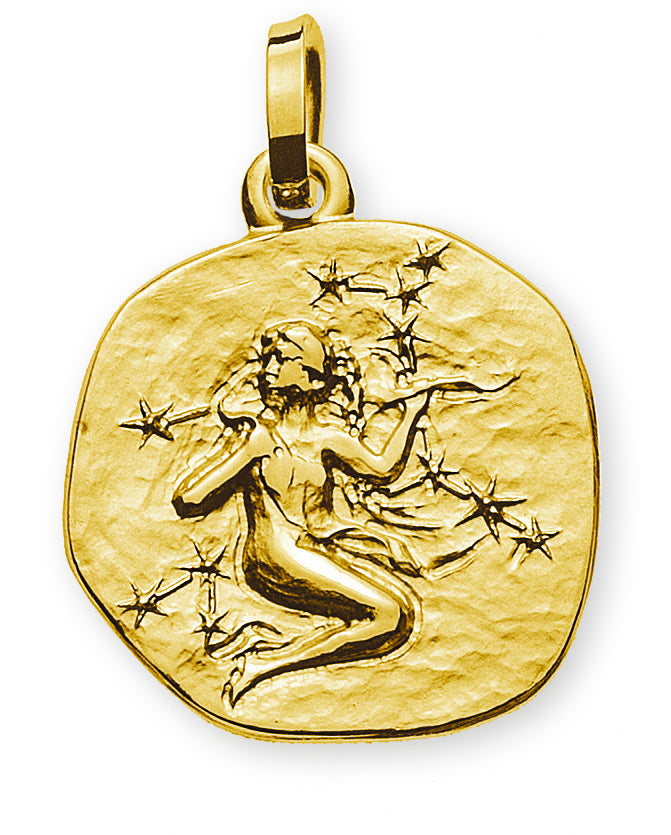 Anhänger Sternzeichen Jungfrau Gelbgold 750 rundlich 16mm mit Sternbild