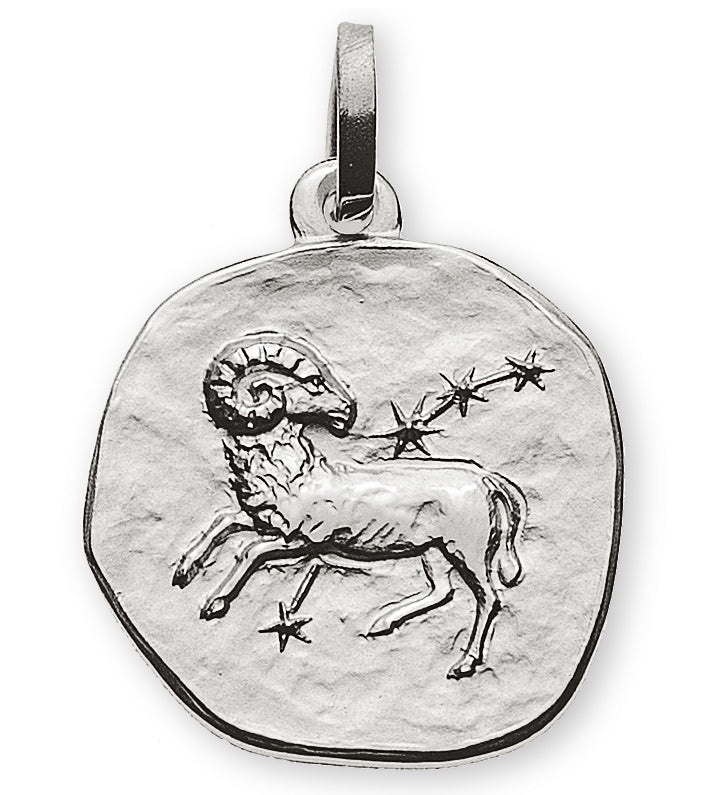 Anhänger Sternzeichen Widder Weissgold 750 rundlich 16mm mit Sternbild