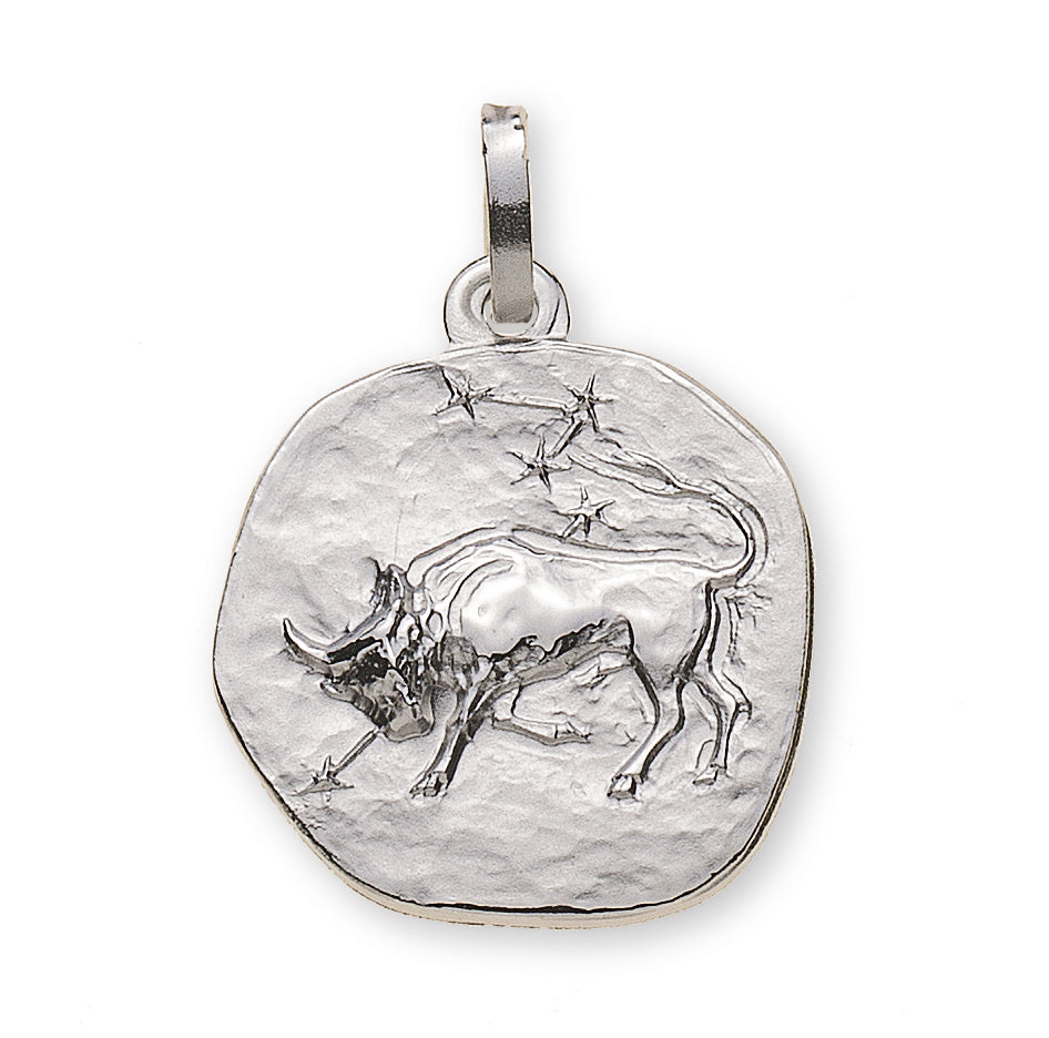 Anhänger Sternzeichen Stier Weissgold 750 rundlich 16mm mit Sternbild