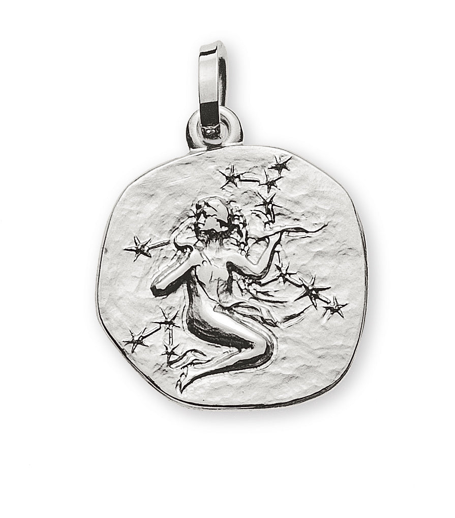 Anhänger Sternzeichen Jungfrau Weissgold 750 rundlich 16mm mit Sternbild