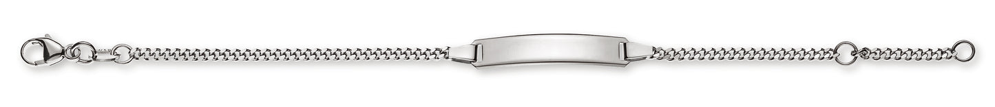 Bébé Bracelet Panzer geschliffen Weissgold 585 mit Gravurplatte rechteckig lang