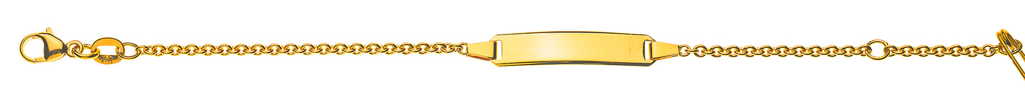 Bébé Bracelet Rundanker Gelbgold 375 mit Gravurplatte rechteckig lang