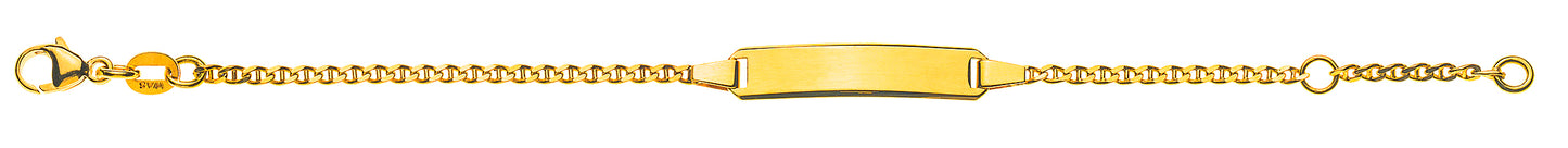 Bébé Bracelet Stäbchenpanzer diamantiert Gelbgold 375 mit Gravurplatte rechteckig lang