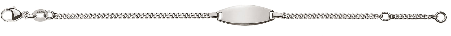 Bébé Bracelet Panzer geschliffen Weissgold 750 mit Gravurplatte oval