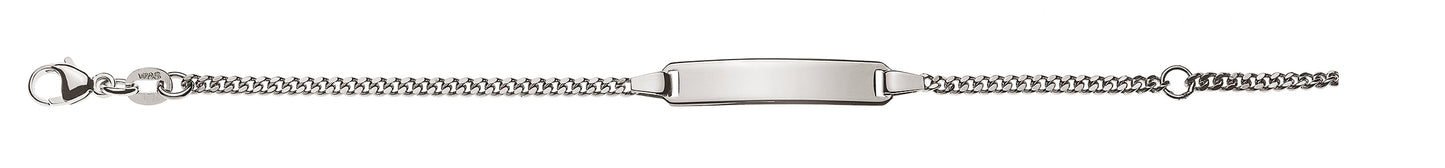 Bébé Bracelet Panzer geschliffen Weissgold 750 14 m mit Gravurplatte oval